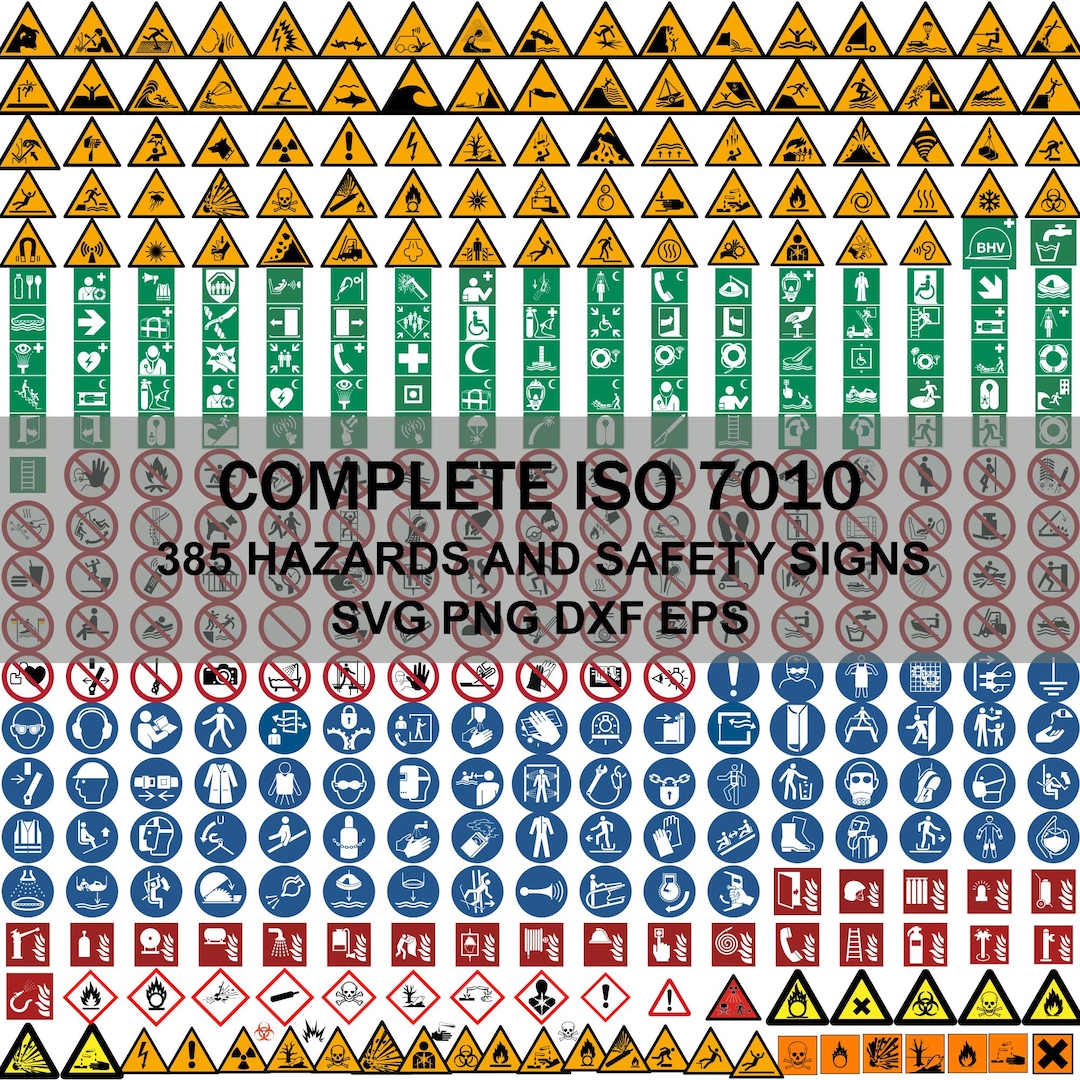 385 SVG ISO 7010 Safety Signs Mega Bundle | Hazard, Warning, Mandatory ...