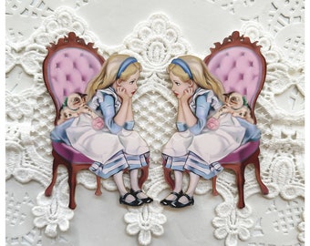 Reneabouquets Printed Beautiful Board Laser Cut Chipboard Alice In The Great Chair Wonderland Die Cut Choose Tiny, Small Or Large