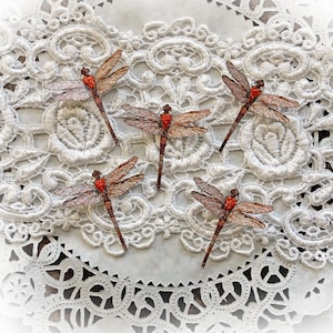 Reneabouquets Tiny Treasures Dragonfly Set-  Suncatcher Burnt Orange  Premium Paper Dragonflies