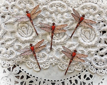 Reneabouquets Tiny Treasures Dragonfly Set- Suncatcher Burnt Orange Premium Paper Libellules