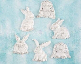 Prima Shabby Chic Treasures Collection Ingvild Bolme Resin Rabbits Embellishments Bunnies