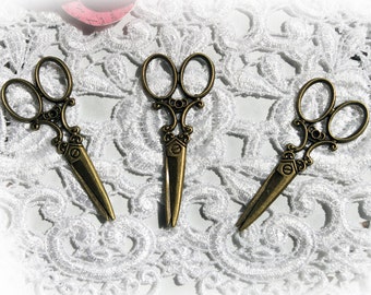 Reneabouquets Set Of 3 Metal Scissors~Scrapbook Embellishment, Craft Supply, Jewelry Charm