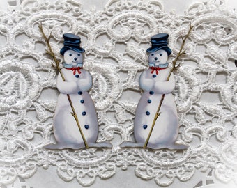 Reneabouquets Printed Beautiful Board Laser Cut Chipboard Snowman Die Cut Set Choose Your Size Large, Small, Tiny