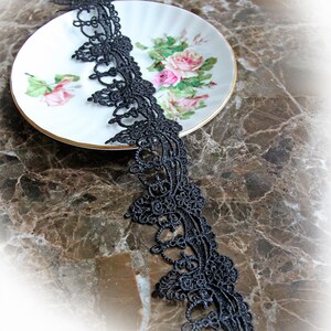 Reneabouquets Trim 1.50 Inch Wide Black Tear Drop Lace By The Yard For Crafts, Home, Wedding, Doll Making, Sewing image 2
