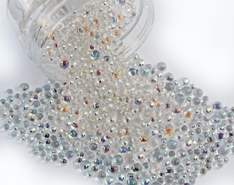 Reneabouquets Beautiful Beads ~ Designer Glass  Beads No Hole In Color Moonstone Choose Your Size 1 oz Jar or 3 oz Jar