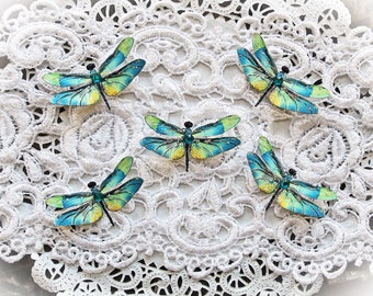 Reneabouquets Handcrafted Glass Wing Set by the Sea Double Layer, Butterflies  for Crafts, Weddings, Parties, Scrapbooking 