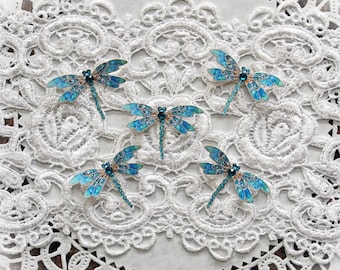 Reneabouquets Tiny Treasures Handcrafted Dragonfly Set- Teal Jewelry Premium Paper Dragonflies