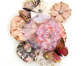 Prima Marketing Amelia Rose Flower Embellishment In Style~ Pen And Ink New Release In Stock Ready To Ship