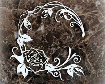 Reneabouquets Beautiful Board Open Rose Frame Laser Cut Chipboard Double Side Vintage White Coated In Size Large Or Small