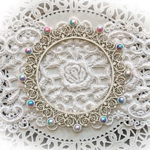 Reneabouquets Beautiful Board Heart Deco Circle Frame With Beautiful Bead Holes Laser Cut Chipboard Choose Size Small, Medium & Large