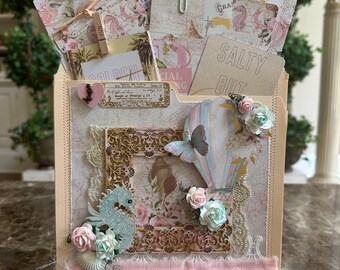 Prima Beach Vacation/ Beach Wedding Loaded Envelope Pocket Journal Album, Tag Album, Journaling, Mini Album