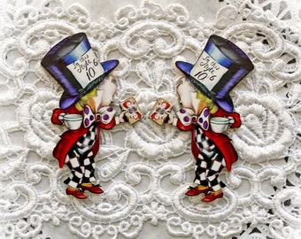 Reneabouquets Printed Beautiful Board Laser Cut Chipboard Mad Hatter In Wonderland Die Cut Choose Tiny, Small Or Large