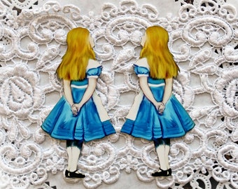 Reneabouquets Printed Beautiful Board Laser Cut Chipboard Alice Looking Up In Wonderland Die Cut Choose Tiny, Small Or Large