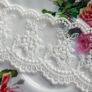 Reneabouquets Trim-Sheer Romance Lace In White By The Yard For Crafts, Home, Wedding, Doll Making, Sewing image 2