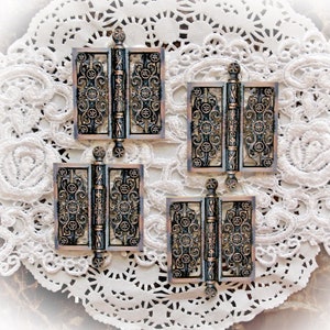 Reneabouquets Printed Beautiful Board Laser Cut Chipboard Ornate Hinges Set Of 4 Die Cut Set Choose Size Tiny, Small, Medium Or Large