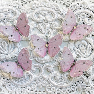 Reneabouquets Tiny Treasures Handcrafted Butterfly Set-  Sweet As Candy Premium Paper Glitter Glass Butterflies