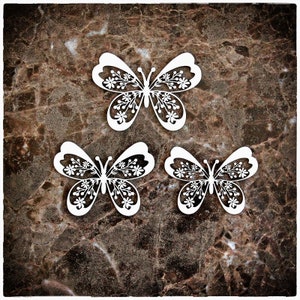 Reneabouquets Beautiful Board Garden Party ~ Spring Butterfly Set Of 3  Laser Cut Chipboard Double Side Coated For Crafts, Cards, Wedding