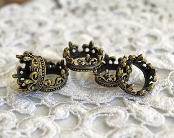 Reneabouquets Trinkets Set Of 5 Fairy Princess Crowns Tarnished  Brass  ~ Embellishment, Craft Supply, Jewelry Charm