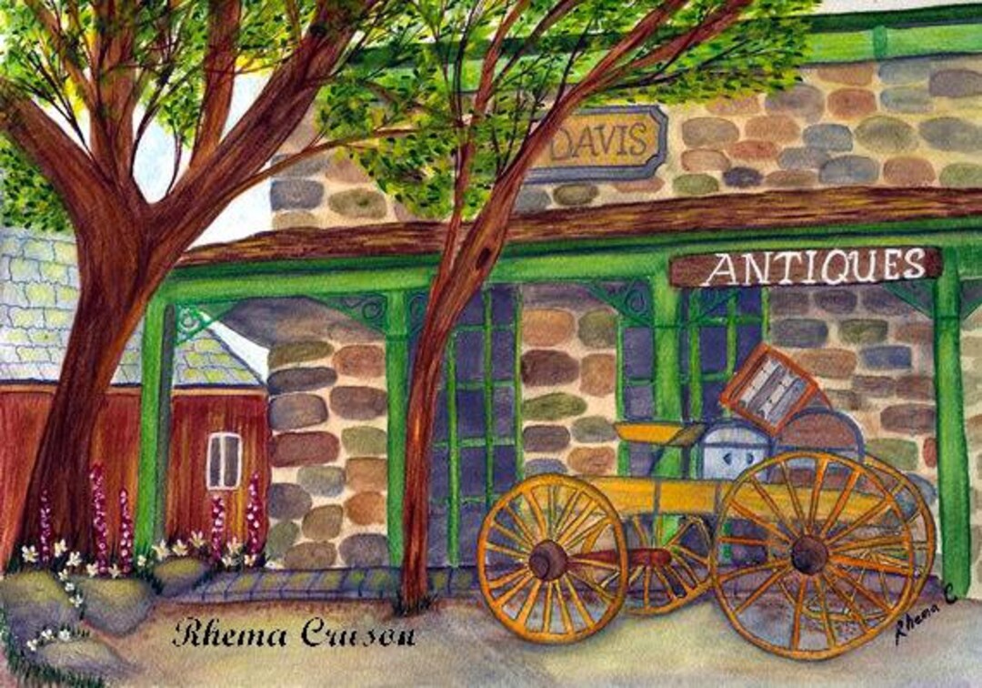 Genoa Antiques Matted Watercolor Print by Rhema Cruson, Rhemasartworld