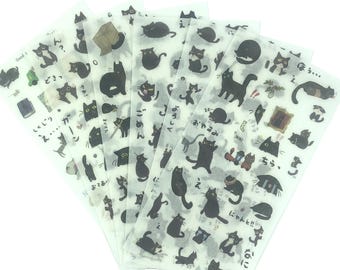 Black cat stickers - paper stickers - approx. 150 pieces