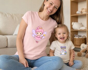 Unicorn Tooth Milestone Mommy and Me Set, Personalized Custom Name Toddler Tee
