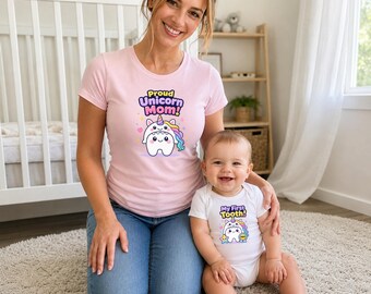 Mommy and Me First Tooth Unicorn Matching Set, Kawaii Tooth Fairy Outfit
