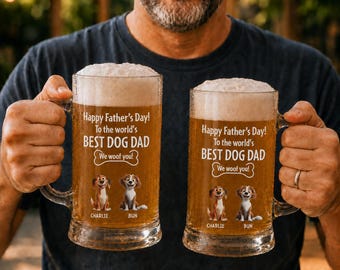 Personalized Dog Dad Beer Mug, Custom Pet Photo Glass, Funny Father’s Day Gift for Dad from Dog, Dog Lover Gift for Him, Custom Dog Dad Cup