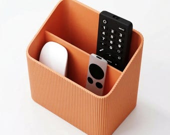 Modern Remote Control Holder & Bedside Caddy - Ribbed Vertical Organizer - TV Remote Stand - Minimalist 3D Printed Decor