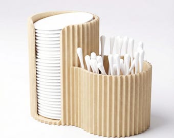 3D Printed Cotton Pad and Swab Holder | Ribbed Bathroom Organizer | Q-Tip Dispenser | Studio Garonne