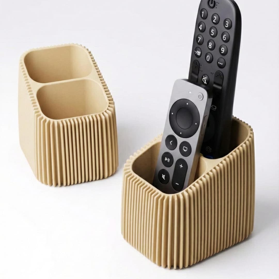 Ribbed Remote Control Holder - Modern TV Remote Organizer - 2 ...