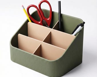 Ultimate Desk Organizer Caddy - 6-Section Tiered Storage Station - Modern Office Tidy & Pen Holder - Aesthetic Room Decor