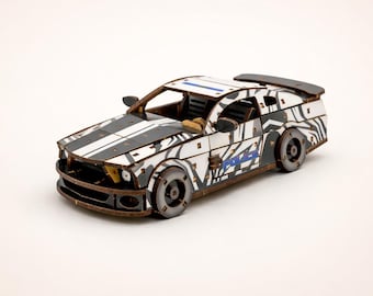 Kit de modelo de coche deportivo GT 3D de madera (blanco), rompecabezas de construcción de coche deportivo para armar