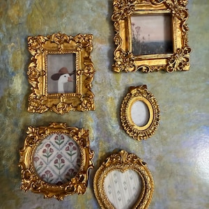 Cottagecore Mini Bilderrahmen-Magnete - Gold verzierte Kühlschrankdekor im Vintage-Stil