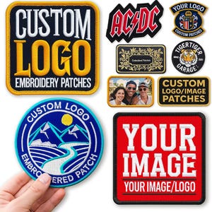 Custom Iron On Patch, Heat Transfers, Embroidered Sew On Patches, Bulk Discount, Best For Business Event, Hook & Loop, Custom Shapes Design