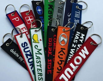 Llaveros bordados personalizados, llaveros personalizados, llaveros bordados, etiquetas de vuelo personalizadas, etiquetas de jet, llavero, etiquetas de llaves personalizadas