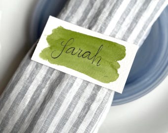 Hand Painted Watercolor Place Cards with Calligraphy | Flat or Tented | Custom Wedding Place Cards | Personalized Name Cards | Table Setting