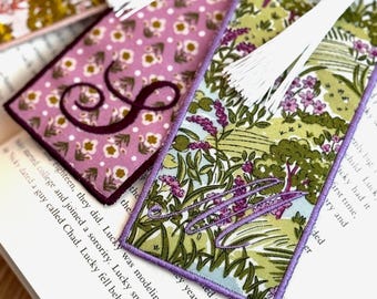 Custom Embroidered Bookmark | Liberty London Fabric Bookmark with Tassel | Monogrammed Book Lover Gift for Her
