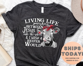 Cow T-Shirt, Farm Girl Graphic Tee, Country Western Apparel