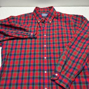 Camicia vintage Sir Pendleton da uomo, taglia XL, in tartan scozzese rosso MacDuff, in lana con bottoni immagine 13
