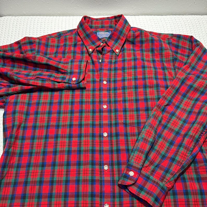 Camicia vintage Sir Pendleton da uomo, taglia XL, in tartan scozzese rosso MacDuff, in lana con bottoni immagine 13