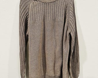 Maglione vintage Columbia anni '90 da uomo, girocollo, in cotone color avena, a coste. Gorpcore XXL