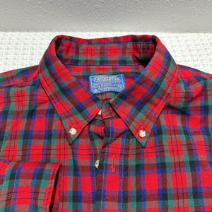 Camicia vintage Sir Pendleton da uomo, taglia XL, in tartan scozzese rosso MacDuff, in lana con bottoni immagine 15