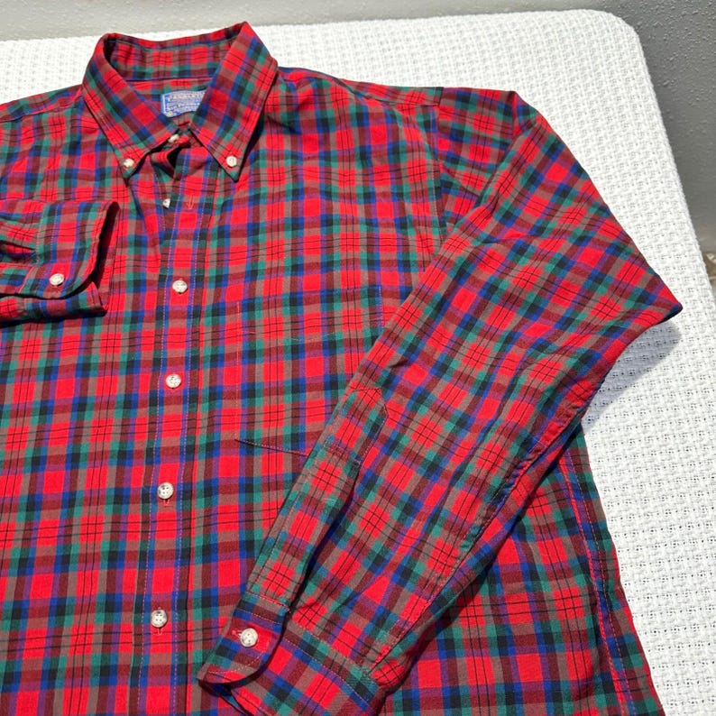 Camicia vintage Sir Pendleton da uomo, taglia XL, in tartan scozzese rosso MacDuff, in lana con bottoni immagine 14