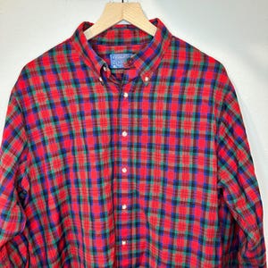 Camicia vintage Sir Pendleton da uomo, taglia XL, in tartan scozzese rosso MacDuff, in lana con bottoni immagine 5
