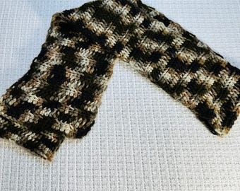 Homemade Kids Handmade Crochet Scarf Camouflage Woodland Colors Unisex - Warm
