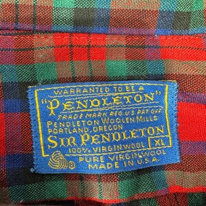 Camicia vintage Sir Pendleton da uomo, taglia XL, in tartan scozzese rosso MacDuff, in lana con bottoni immagine 2