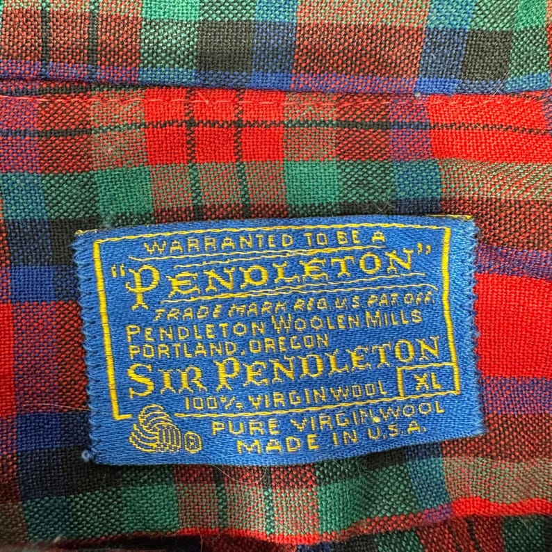 Camicia vintage Sir Pendleton da uomo, taglia XL, in tartan scozzese rosso MacDuff, in lana con bottoni immagine 2