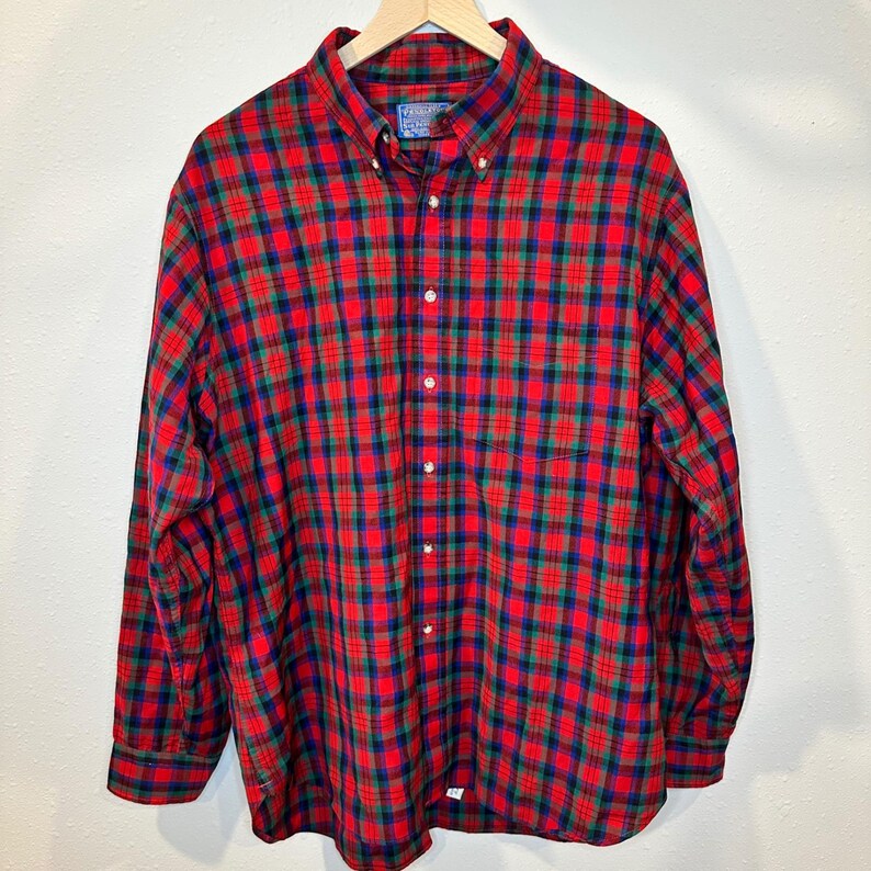 Camicia vintage Sir Pendleton da uomo, taglia XL, in tartan scozzese rosso MacDuff, in lana con bottoni immagine 3