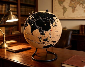 Cork Travel Globe, Push Pin World Map, Adventure Decor, Graduation Travel Gift