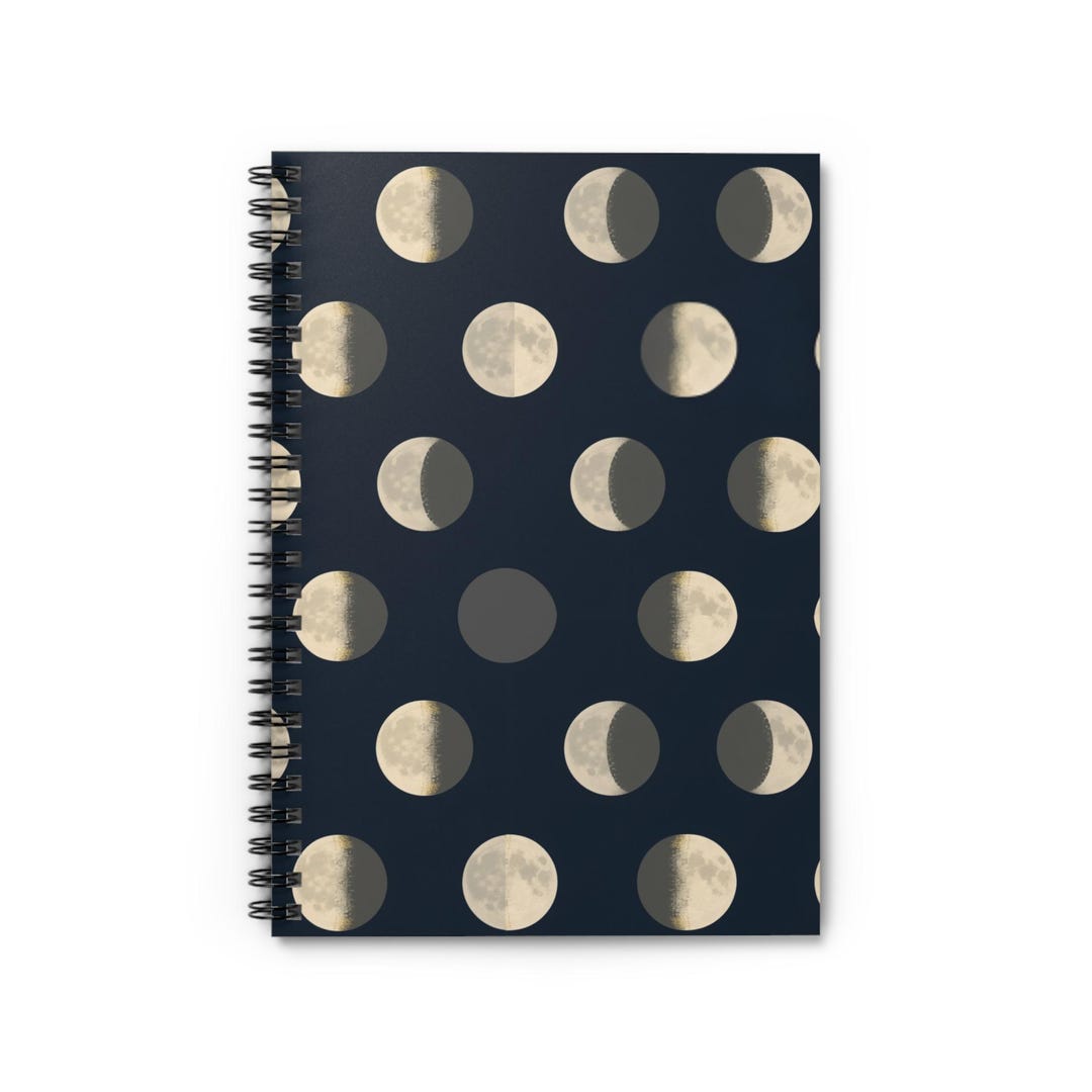 Moon Phases Pattern Spiral Notebook | Ruled Line - Etsy